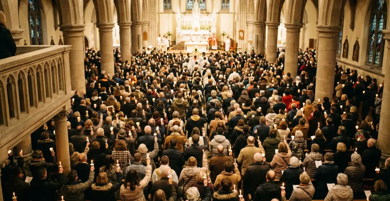 Aerial view of thousands of devotees gathering at Baclaran Church for Wednesday novena