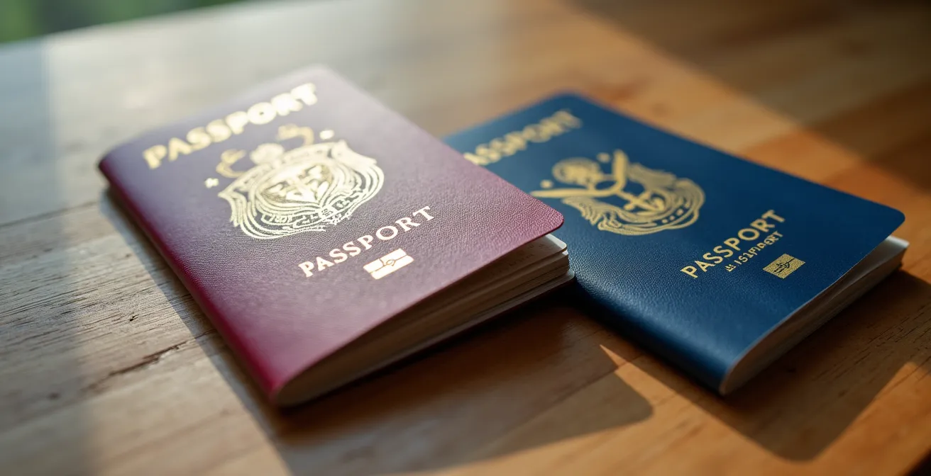 Close-up of passport pages showing Philippine immigration stamps