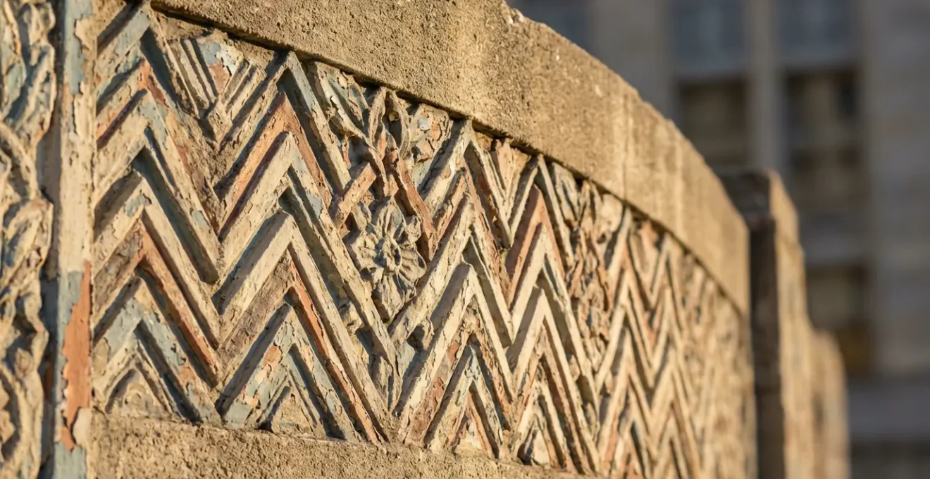 Art Deco building facade on Escolta Street with geometric patterns